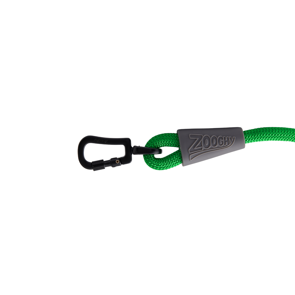 Guía de cuerda con mosquetón verde y gris