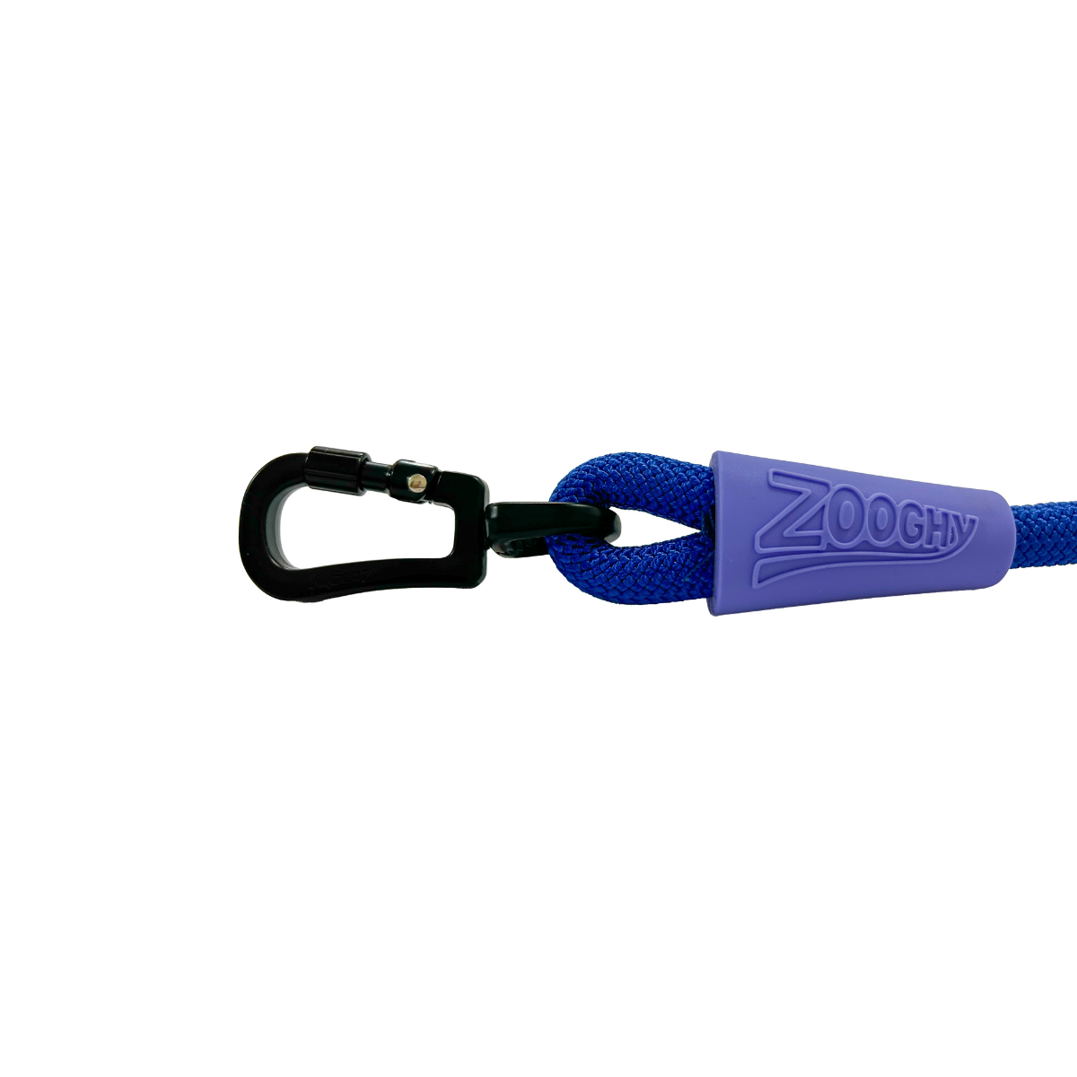 Guía de cuerda con mosquetón azul y morado