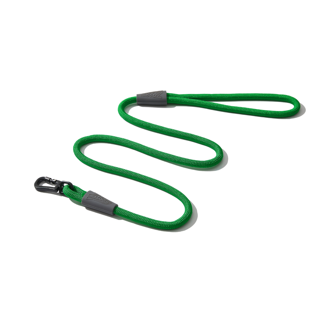 Guía de cuerda con mosquetón verde y gris